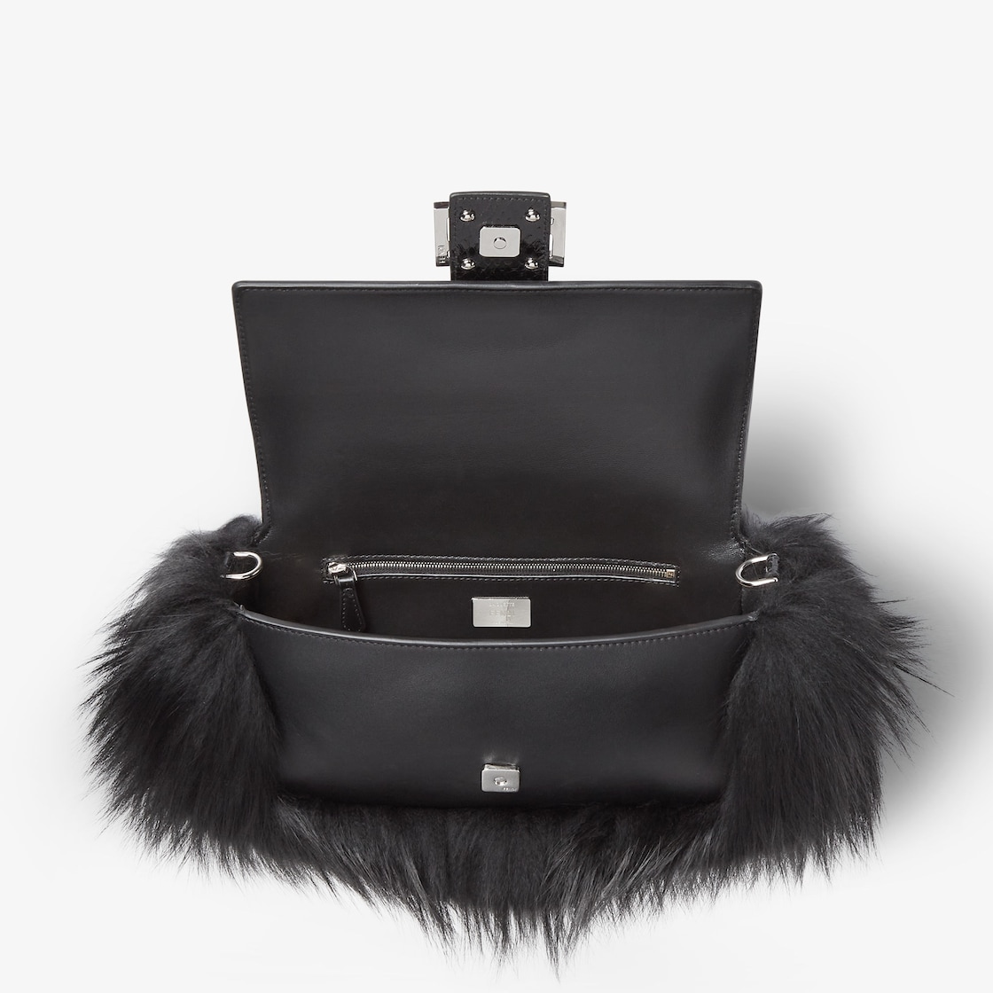 FENDI Baguette® Black leather and fur bag - Image 2